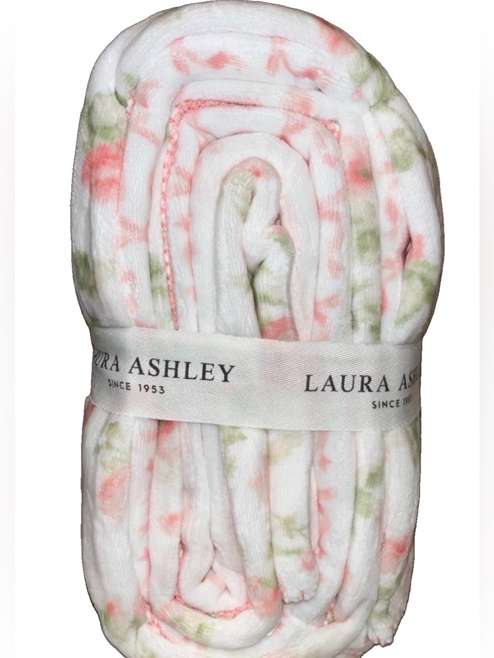 Laura Ashley pink bow rose floral romantic farmhouse reversible throw blanket - Picture 6 of 7